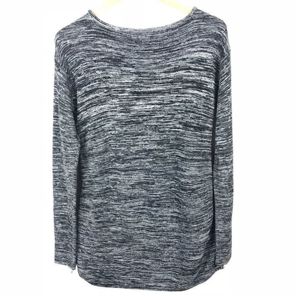 Ellen Tracy Black & Ivory Marled Tunic Top Medium - Picture 4 of 7